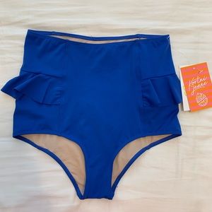 NWT Kortni Jeane blue ruffle hip bottoms